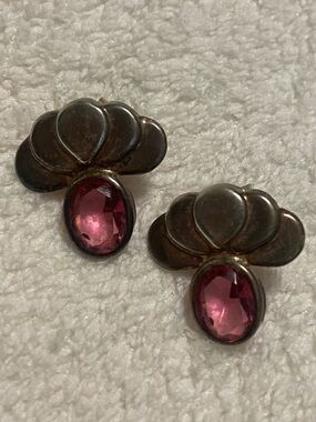Vintage-Inspired Pink glass stone Drop Earrings